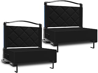 Stadium Seats with Back Support Cushion, Folding Stadium Seats for Bleachers Hold up 400lbs, Wide Bleacher Seat with Shoulder Strap & Handle Comfort for Sports Events (Black, 2pcs)