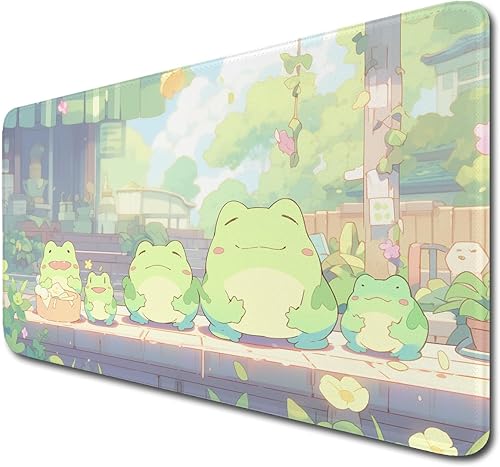 llsxi Green Anime Cute Forg Big Mouse Pad,XXL 15.7x35.4 inch Large Gaming Mouse 