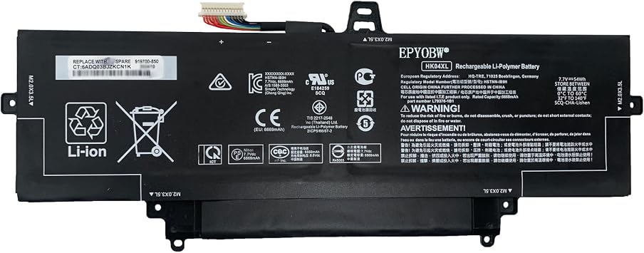 HK04XL Laptop Battery 54Wh 6669mAh 11.4V L82391-005 L82391-006 | Compatible with HP EliteBook X360 1030 G7 G8 / 1040 G7 G8 Series L82391-007 HSTNN-IB9H HK04054XL L79376-1B1 L79376-1B2