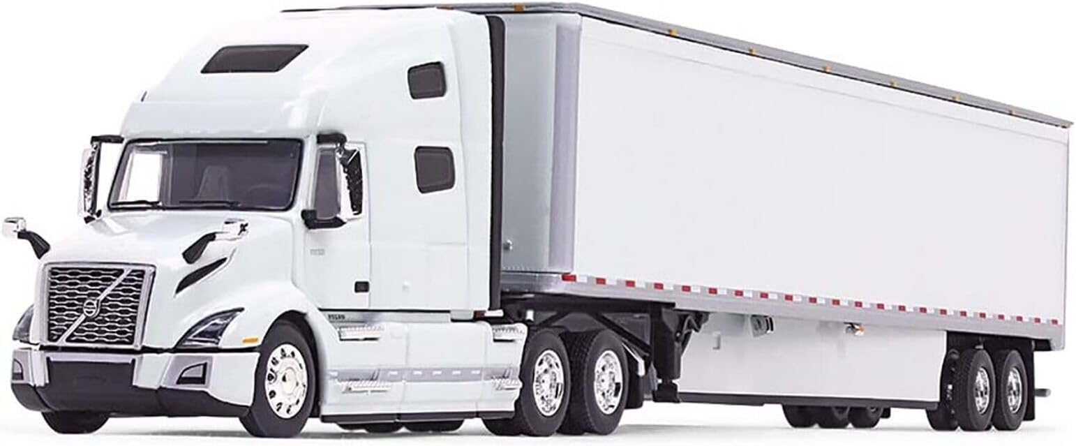 VNL 760 with High Roof Sleeper and 53' Smooth Sided Dry Goods Trailer White 1/64 Diecast Model by DCP/First Gear 60-1781