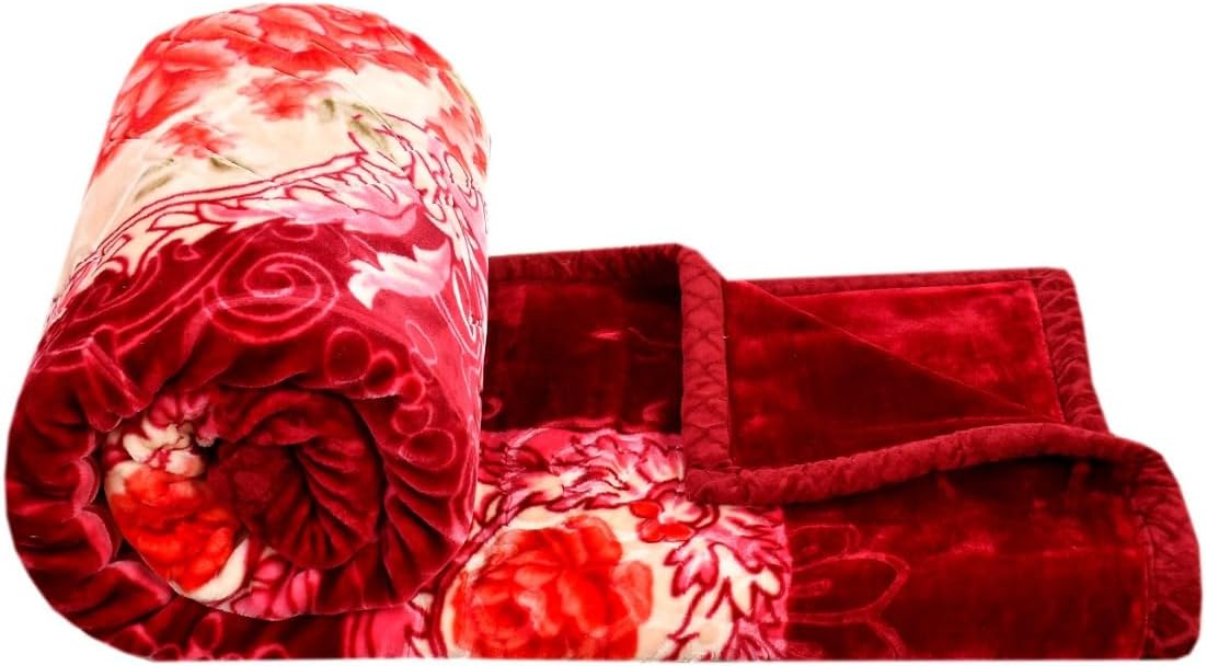 2 Ply Mink Super Soft Cloudy Double Bed Blanket with a Fancy Bag Packing for Heavy Winter - Multicolor - King Size - 4 Kg, skin_friendly