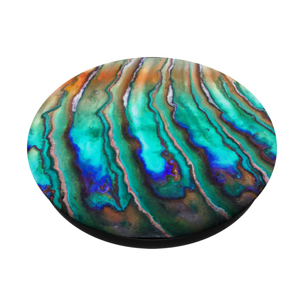 Abalone Shell Pattern PopSockets Swappable PopGrip, Black - Image 2