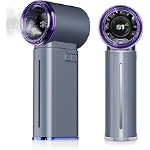 Ventilador port&aacute;til de mano, mini ventilador de mano, recargable de 5000 mAh, pantalla digital, 1-199 velocidades ajustables, ventilador personal para viajes, campamentos al aire libre, maquillaje en el hogar, desplazamientos diarios, regalos para mujeres y hombres (gris)