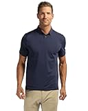 Commuter Mens Polo Shirts, Iron Free, Moisture Wicking Polo Shirts for Men, FlexKnit Stretch Fabric Mens Golf Shirts, Anti Odor (Navy, Small)
