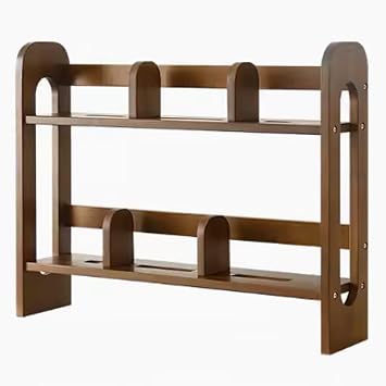 Desk Shelf, 2/3 Layer Large Capacity Storage Bookshelf, Adjustable Baffle, All Solid Wood Desktop Rack, for Home, Dorm, Office SuppliesBrownB,29.9in/76cm