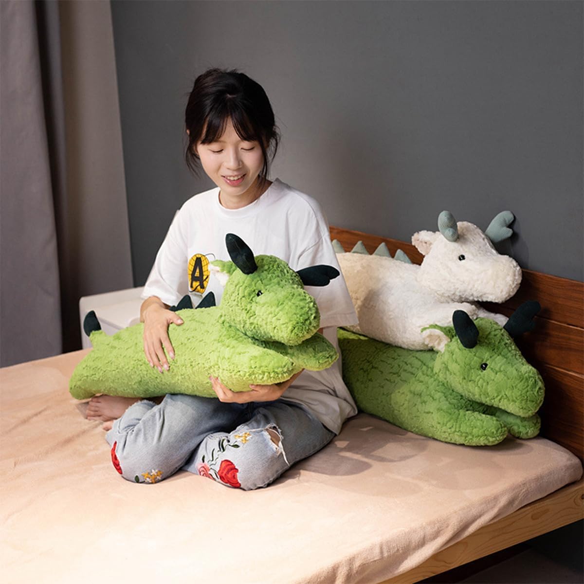 Dragon Plush Pillow - 47 Inch Dragon Stuffed Animal - Birthday, Christmas, Valentine's Day Gift for Kids Boys Girls (Green)