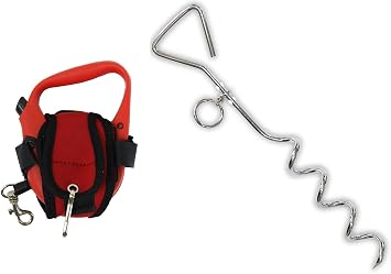 ToolUSA Deluxe Dog Walkers Kit | Hands-free Neoprene Belt Holder | 10" Retractable Leash - 3 Meters | 16" Chrome Corkscrew Anchor | Ideal for Small Dogs