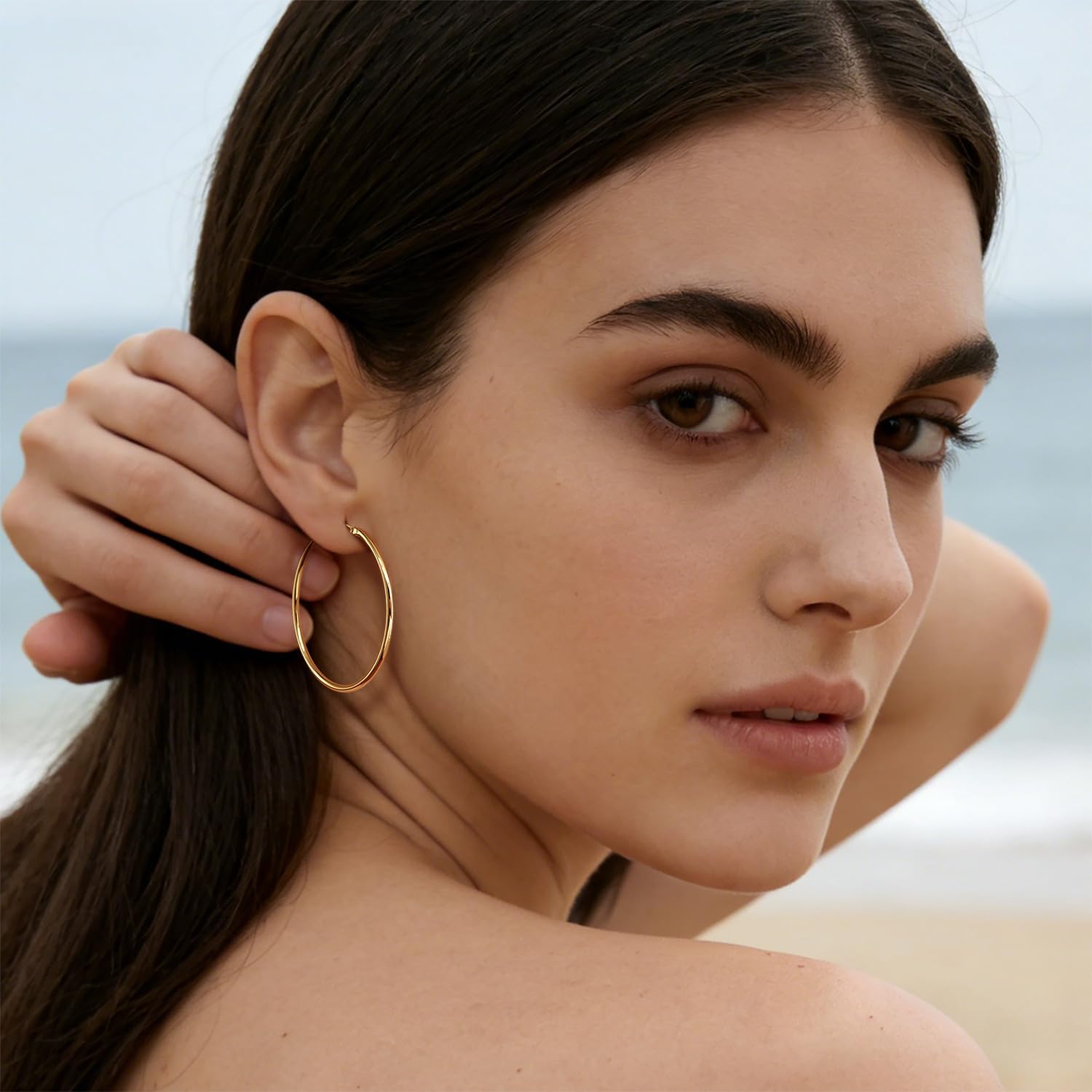 14K Gold Hoop Earrings for Women 14K Gold Earrings for Women Gold Hoop Earring for Womens Hoops Round Circle Timeless Minimalist Hoops Earring for Womens 20/25/30/35/40/45/50/60/70mm