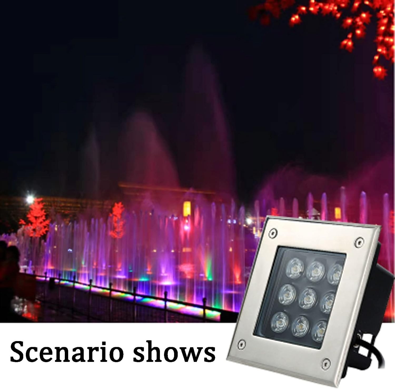 Square Embedded Floor Lights Buried Spotlight Rustproof Aluminum IP67 Waterproof Outdoor Path Lamp for Patio Garden (Color : Blue, Size : 12W-DC-12V) (Warm White 16W