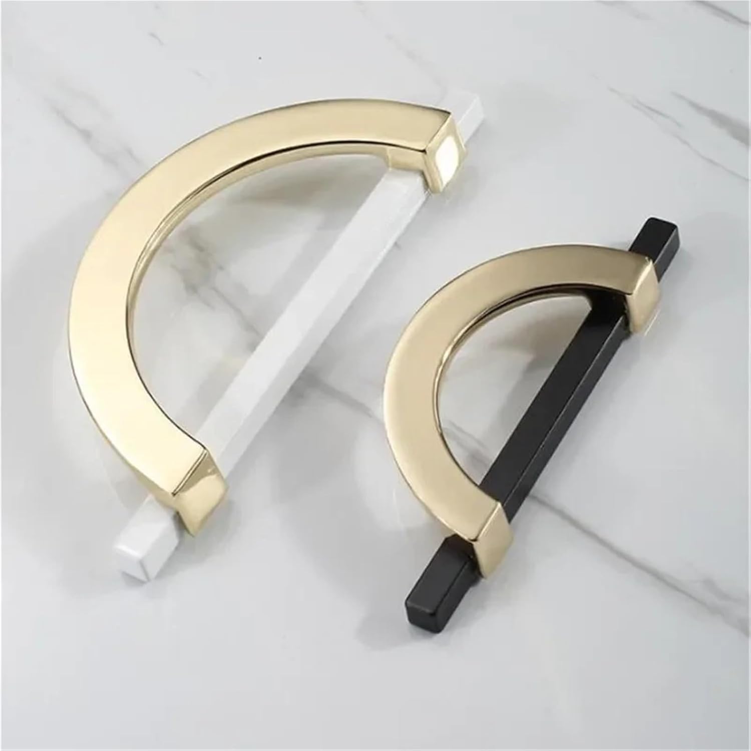 White Gold Cabinet Door Handles Zinc Alloy Drawer Knobs Cupboard Bedside Cabinet Locker Pulls Furniture Hardware 1Pcs(Gold Black 128mm)