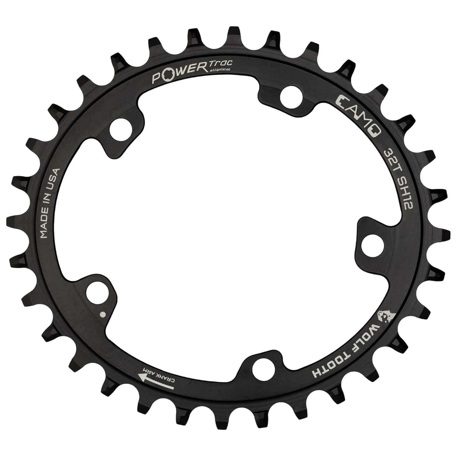 Wolf Tooth Components Camo Oval Chainring - Shimano 12-Speed Black, 34T