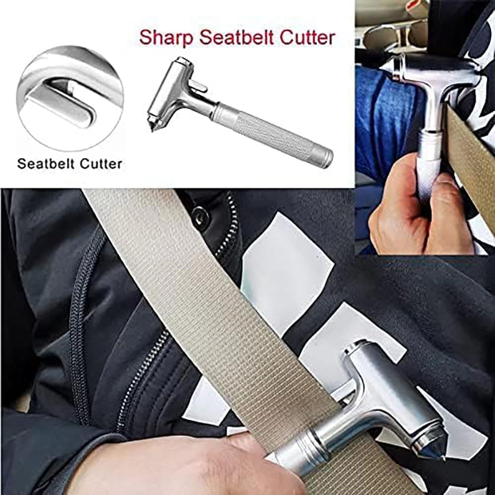 Car Safety Hammer for Tesla Cybertruck 2024, Metal Tungsten Steel Head Seat Belt Cutting Glass Breaker Multi Functional Portable Escape Tool,B