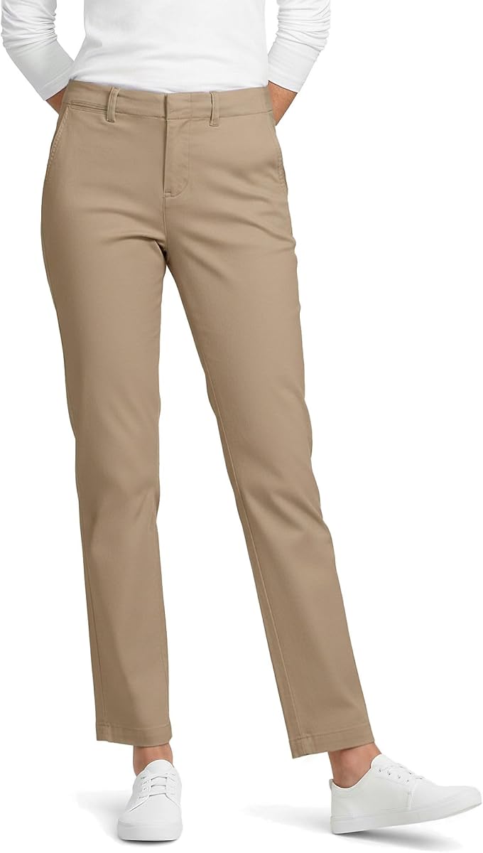 Lands' End Women's Mid Rise Classic Straight Leg Chino Ankle Pants