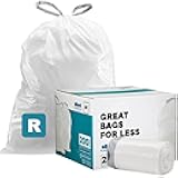 Plasticplace Custom Fit Trash Bags, Compatible with simplehuman Code R (200 Count) White Drawstring Garbage Liners 2.6 Gallon/ 10 Liter 16.5" x 18"
