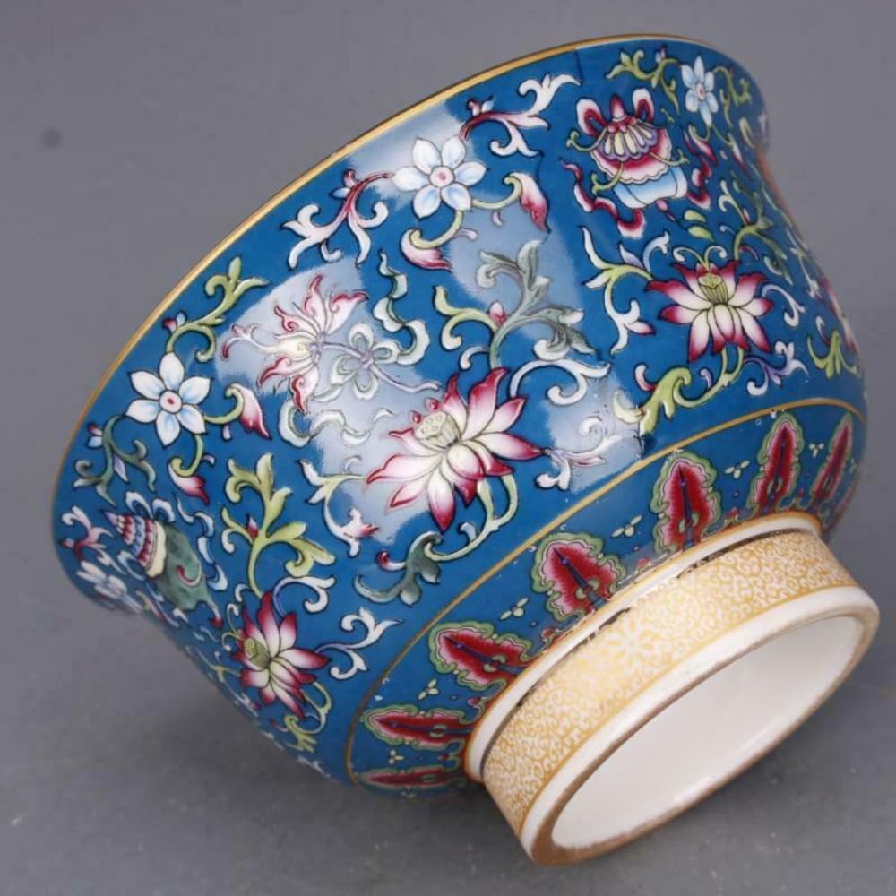 Cuenco chino porcelana azul loto 12cm vajilla oriental Famille Rose