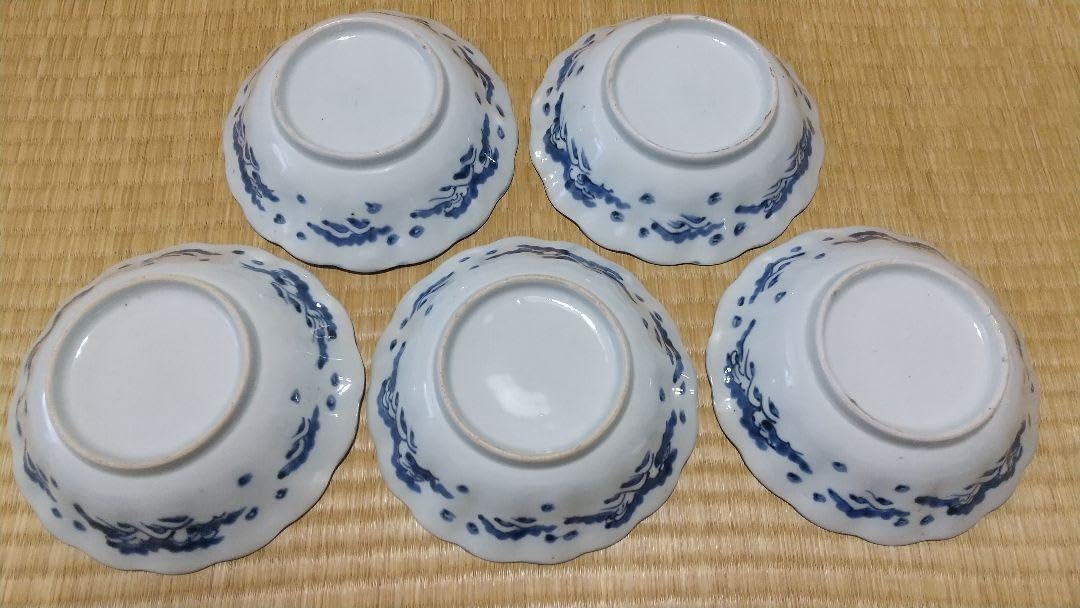 5客 古伊万里 染付 葡萄紋 向付 皿 鉢 5客 古伊万里