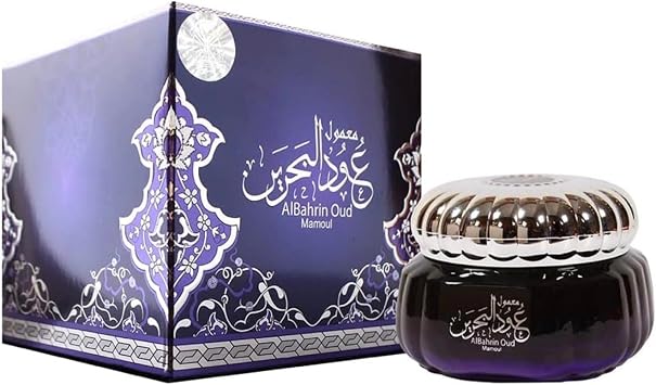 Almas Perfumes Mamoul Al Bahrain Incense, Authentic Arabic Bakhoor, Aromatic Oud Wood Chips, 60g Jar, Ideal for Prayer, Ramadan & Eid Gifts