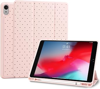 Compatible for iPad A16 11th Generation 11 Inch 2025 Case, Slim Stand Cover for iPad 10th 10.9 Inch 2022 with Pencil Holder, Cute Polka Dot Aesthetics Design Protective Cover-Pink