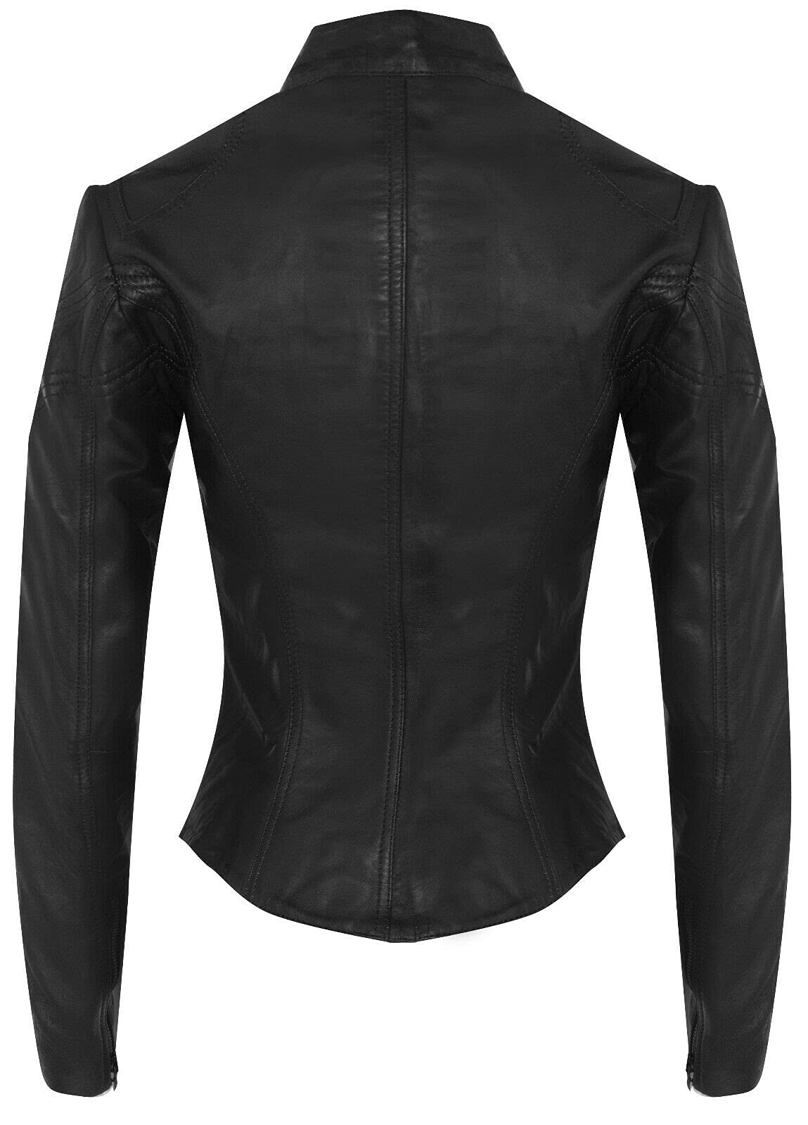 Infinity Leather Giacca Classica da Donna in Vera Pelle Slim Fit da Motociclista