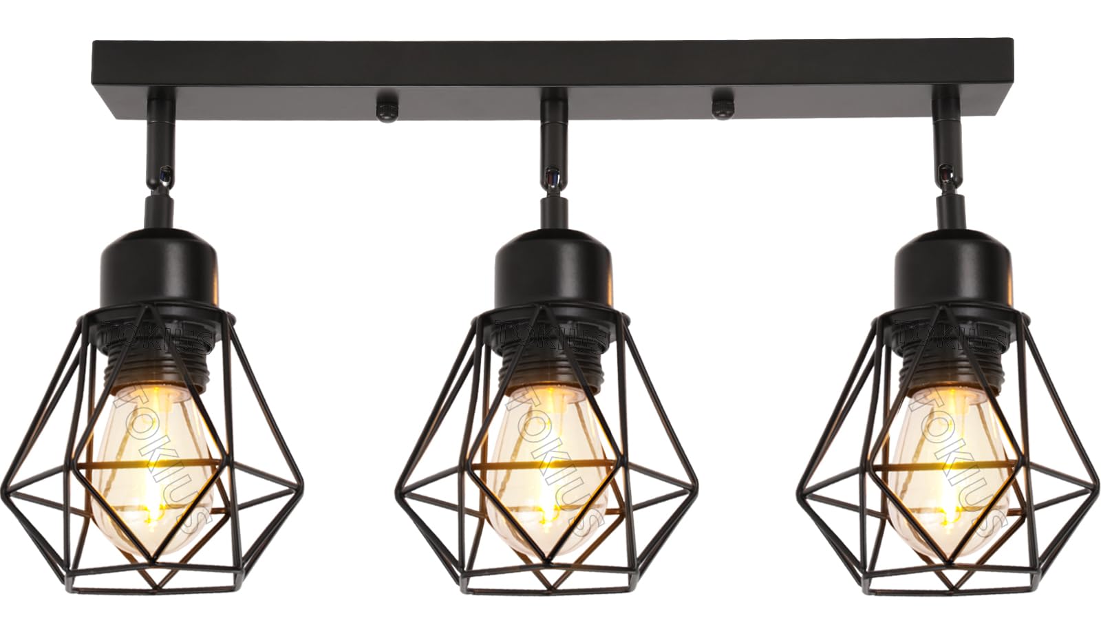 4 Pezzi Industriale Lampada Da Soffitto Gabbia Diamante In Metallo E Legno E27 Lampadario Per Corridoio Scala Camera Da Letto Nero 68074993