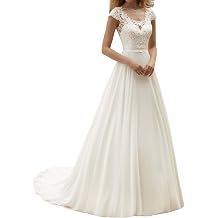 Cupocupa Lace Chiffon Wedding Dress for Bride, A-Line Gown, Corset Back