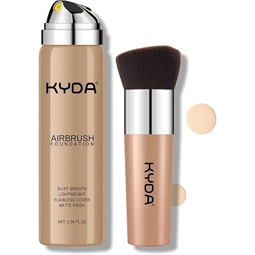 KYDA AirBrush Foundation Spray, Silky Foundation Mist Makeup, Flawless Coverage for Smooth Creamy Nude Finish, Breathable Blendable Lasting Formula, Moisturizing Makeup Primer-#118 Light Beige