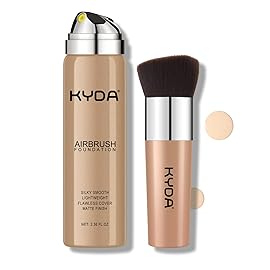 KYDA AirBrush Foundation Spray, Silky Foundation Mist Makeup, Flawless Coverage for Smooth Creamy Nude Finish, Breathable Blendable Lasting Formula, Moisturizing Makeup Primer-118 Light Beige