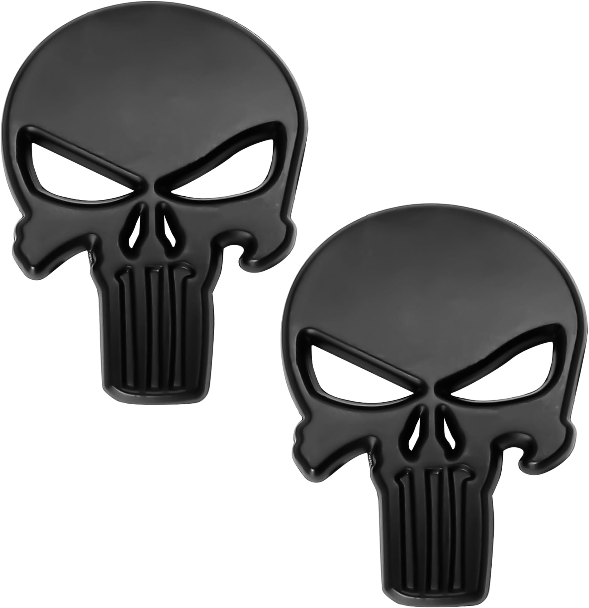 Marsrut 3D Metal Skull Punisher Emblem Sticker 2-Pack, Cars Adornment Metal Sticker Decals for Cars, Trucks, Motorcycle, Vehicle, Luggage, Laptop (Black)