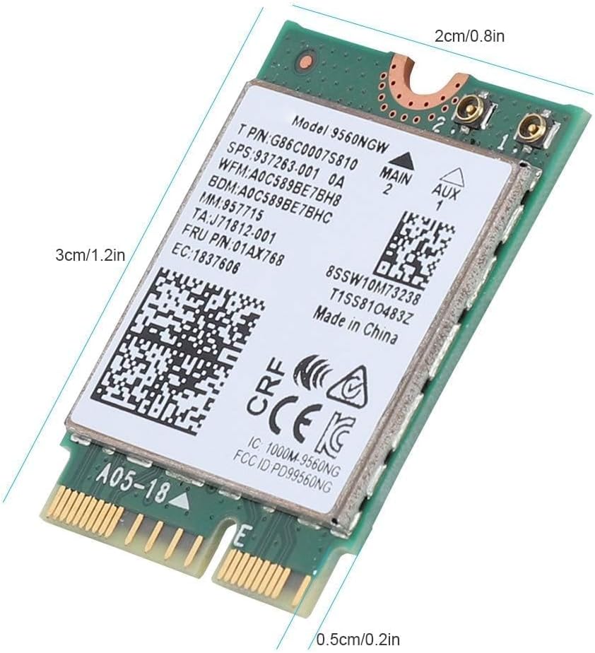 WiFi Card for Intel 9560AC NGW, Wireless 1730Mbps 2.4G/5G Dual Band Bluetooth 5.0 Network Card for Samsung/Dell/Sony/ACER/ISUS/MSI/Clevo/Terransforce/Hasee (Wi-Fi 5 M.2 CNVio, AC9560NGW)