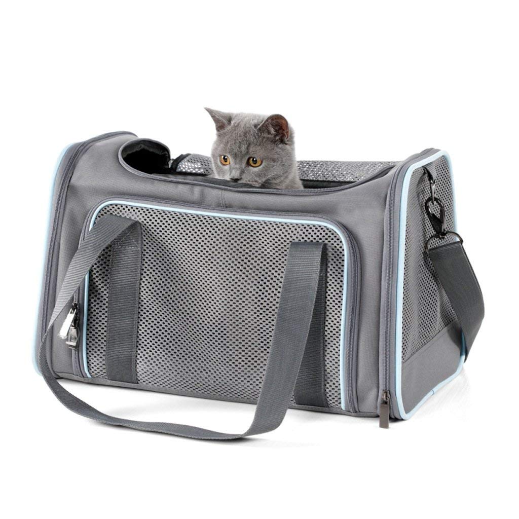 Pet Backpack Outdoor Portable Small Pet Shoulder Bag Car Pet Bag Pet bag (Color : Gray and pink, Size : 49 * 30 * 30CM) DYWFN (Color : Gray and Blue, Size : 46 * 28 * 28CM)