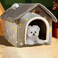 Vista 8 de SEAHOME Cama para perros plegable para mascotas en interior, cama de nido con cojín extraíble y cálido forro de lujo, cubierta para pequeños