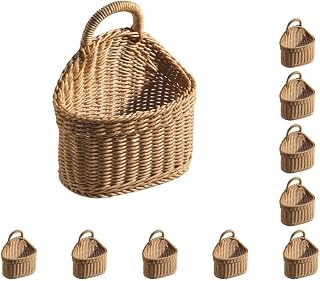 Juego de 10 cestas de almacenamiento para colgar en la pared, multifuncional, simple, elegante, para cocina, cebolla, color marrón