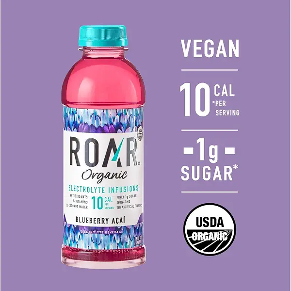 ROAR Complete Hydration Organic - Electrolyte Drinks with Vitamins C, B5, B12 - Non GMO, Gluten Free Hydrating Drinks - Blueberry Acai - 12 pc 3