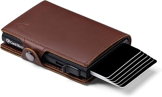 Card Blocr for MagSafe Wallet, Strongest Magnetic Wallet for 16/15/14/13/12 Series, 6 Card Holder, Magnetic Phone Wallets, Brown Leather Minimalist Slim RFID for MagSafe Wallet for Men or Women