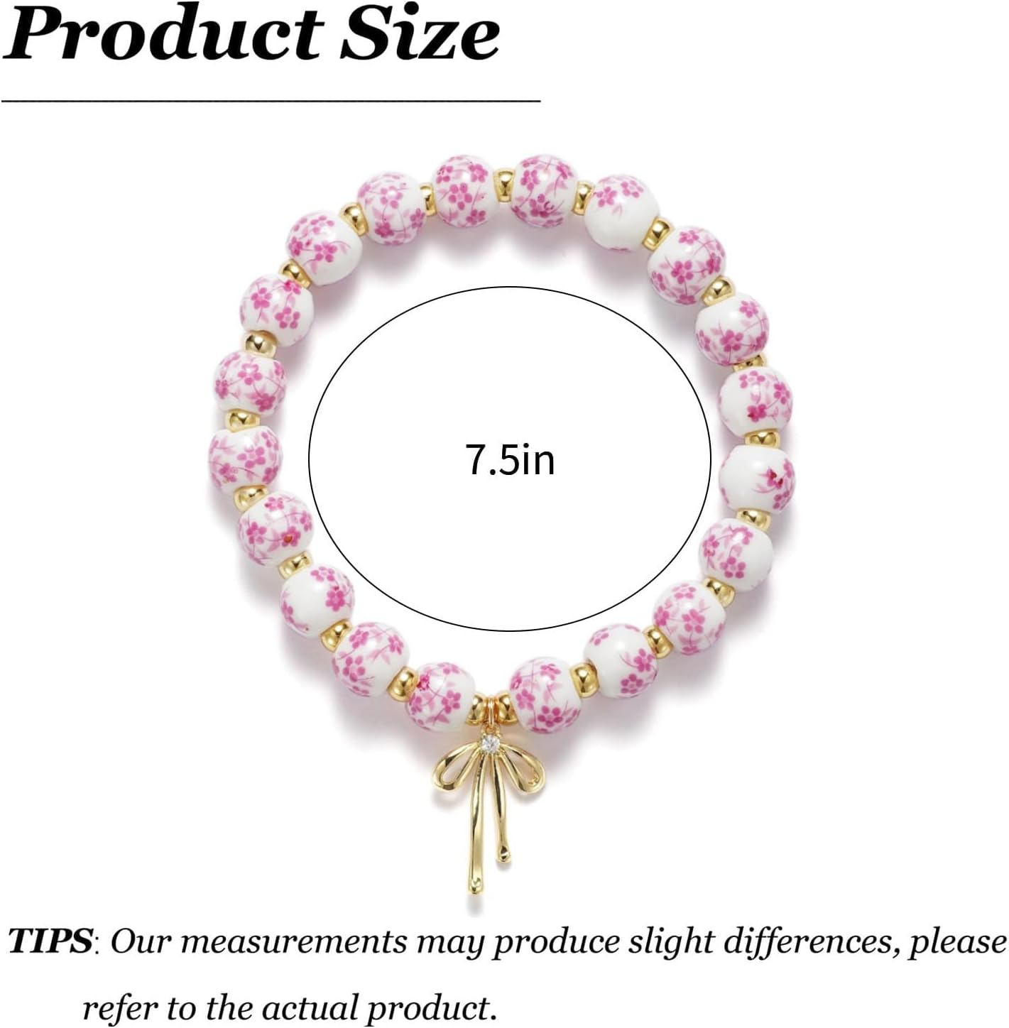 72ore Blue Bracelet Beaded Bracelets for Women Gold Bow Charm Bracelets for Women Flower Vintage Bracelet Pink Jewelry for Gifts - Image 6