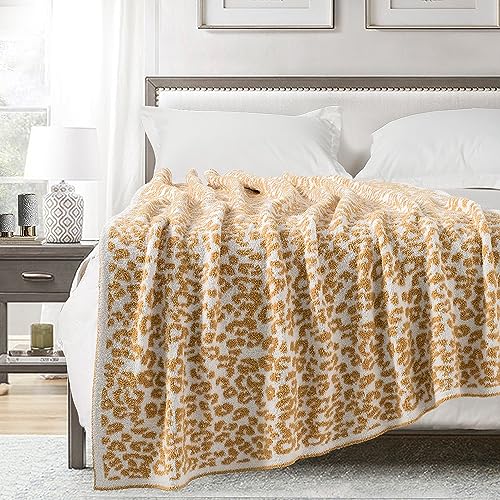 Carriediosa Ultra Soft Leopard Throw Blanket Microfiber Fuzzy Fluffy Cheetah Warm Lightweight Plaid Pattern Knitted Blankets Cozy Throws For Couch Bed Sofa, 50" X 60" Throw Size Tan Brown #TOP6