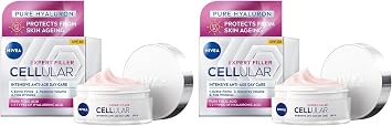 NIVEA Cellular Expert Filler Yo un Ya lanma Kar t  G nd z Bak m Y z Kremi 50 ml, Hyaluronik Asit ve Folik Asit, SPF30 G ne  Korumas  2 paketi
