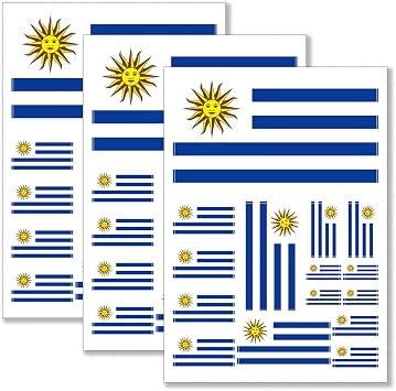 QQSD Uruguay Flag Sticker Uruguayan Decal in Multiple Sizes, 3 Pack, 11.7 x 8.3 Inches