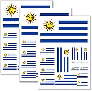 QQSD Uruguay Flag Sticker Uruguayan Decal in Multiple Sizes, 3 Pack, 11.7 x 8.3 Inches