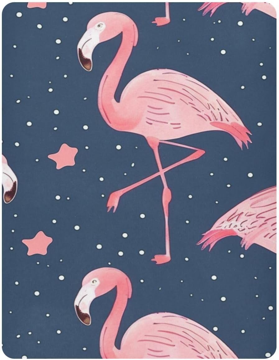 Crib Sheets Baby for Boys Girls Breathable Neutral Toddler Bed Sheets for Standard Size Toddler Mattress 39x27 Inch Deep Blue Flamingos and Stars