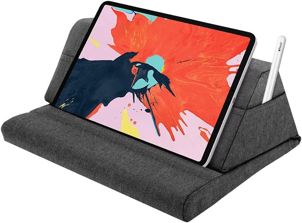 SwooK Tablet Pillow Stand, Soft Bed Pillow Stand for Universal Tablet Up to 11-Inch Tablet Compatible with iPad 10.2 inch iPad 9.7 inch iPad Air Pad Pro iPad Mini Lenovo Tablets Stand (Space Gray)