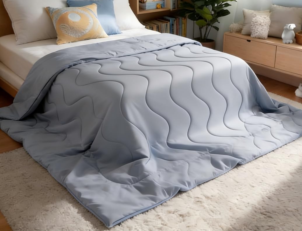 HLLBLL® Cooling Comforter, Ultra Cold Fiber Technology, All-Season Lightweight Blanket to Quickly Cool Down,Deep Sleep Throughout the Night (Cool Gray, Twin/Twin XL (68"x90"))