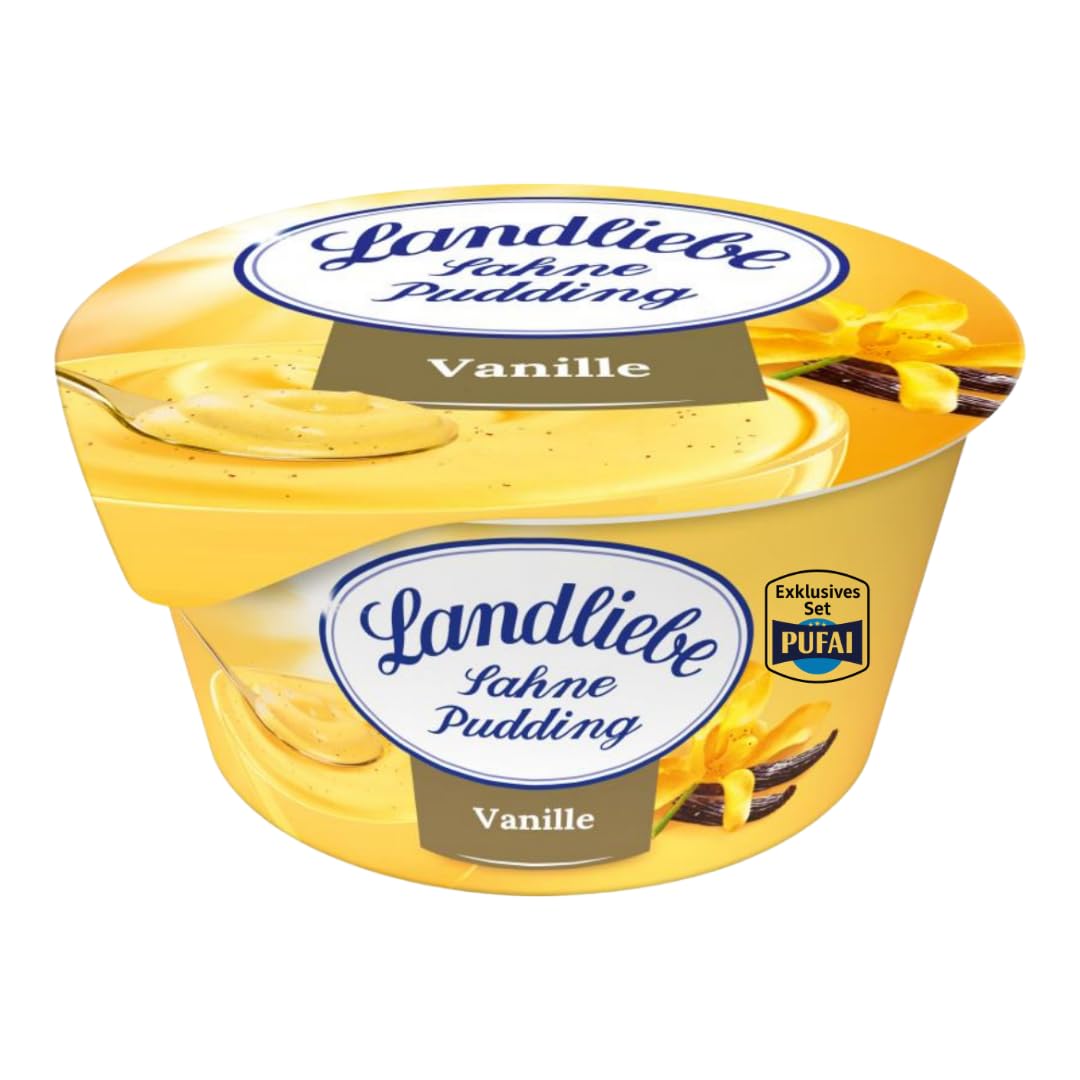 PUFAI Bundle – Landliebe Sahnepudding Bourbon Vanille 150 g, 8er Pack | Cremige Konsistenz & Fein abgestimmtes Vanillearoma