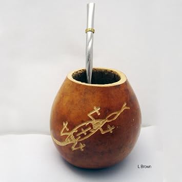 Lizard Mate Gourd Yerba Tea Cup With Straw Bombilla Handmade Detox Drink 1734