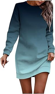 Vestido informal de invierno para mujer, color liso, cuello redondo, manga larga