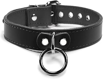 VP Leather Meraux Collar Top Grain Leather & Soft Lambskin - Adjustable - Nickel Plated Buckles, Eyelets, Studs & O-ring