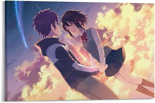 Amazon Co Jp 君の名は 宮水三葉 立花瀧 ポスター 装飾画 アートパネル かわいい 壁掛け インテリア の装飾 アニメ キャンバス 絵画 スタイリッシュでモダン 油絵 人気 アートポスターモダン 壁の絵 部屋装飾 アートボード モダン インテリア絵画 アートポスター 寝室の