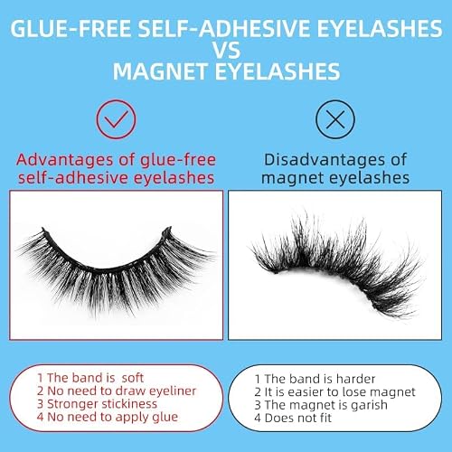 5Pairs Reusable Self Adhesive Eyelashes, Eyelashes Natural Look And No Glue Or Eyeliner Needed, False Lashes 2 Secs To Put On, Gift For Women(5Pair-Mixed) #TOP29