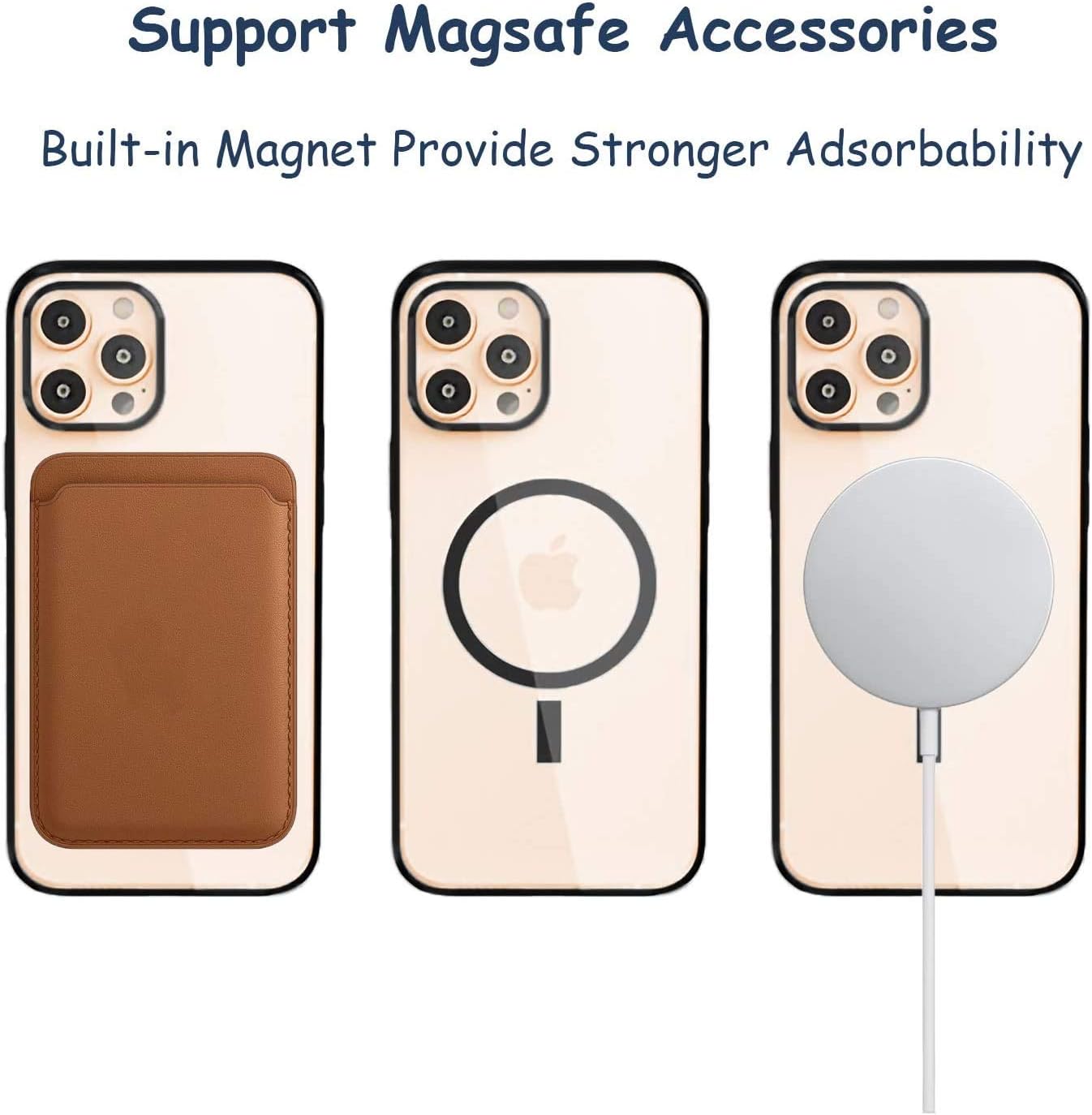NovusTech iPhone 12/12 Pro Magnetic Case - Clear iPhone Thin Case with Magnetic Compatible with Magsafe Charger and Wallet (Black)