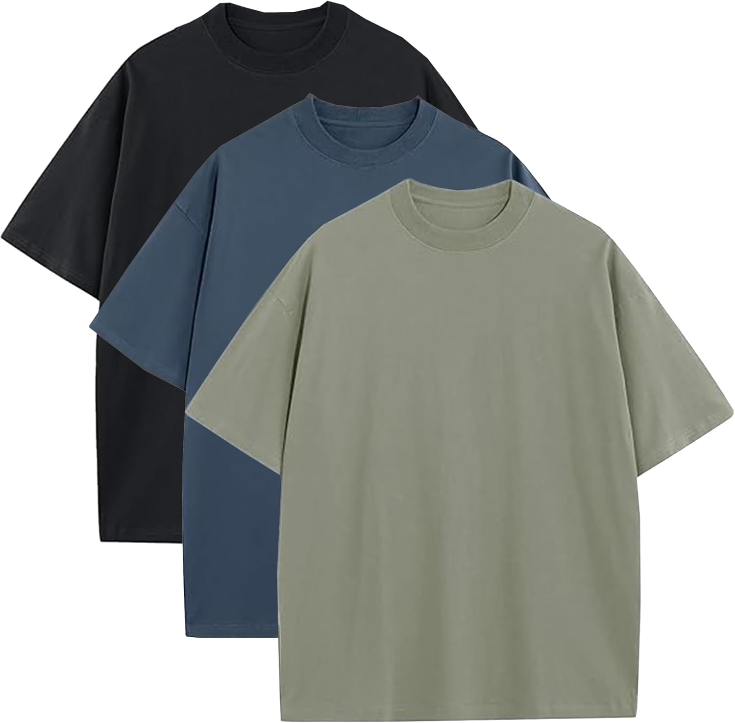 Men's Oversized Heavyweight Cotton Crew Neck Short Sleeve Tshirts Loose Fit Tops